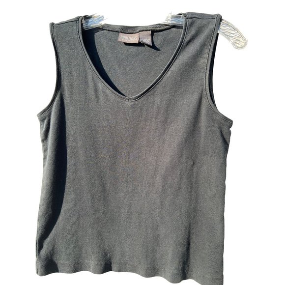 Additions by Chicos women’s tank top size 0/US 4XS black V-neck stretch - Picture 1 of 7